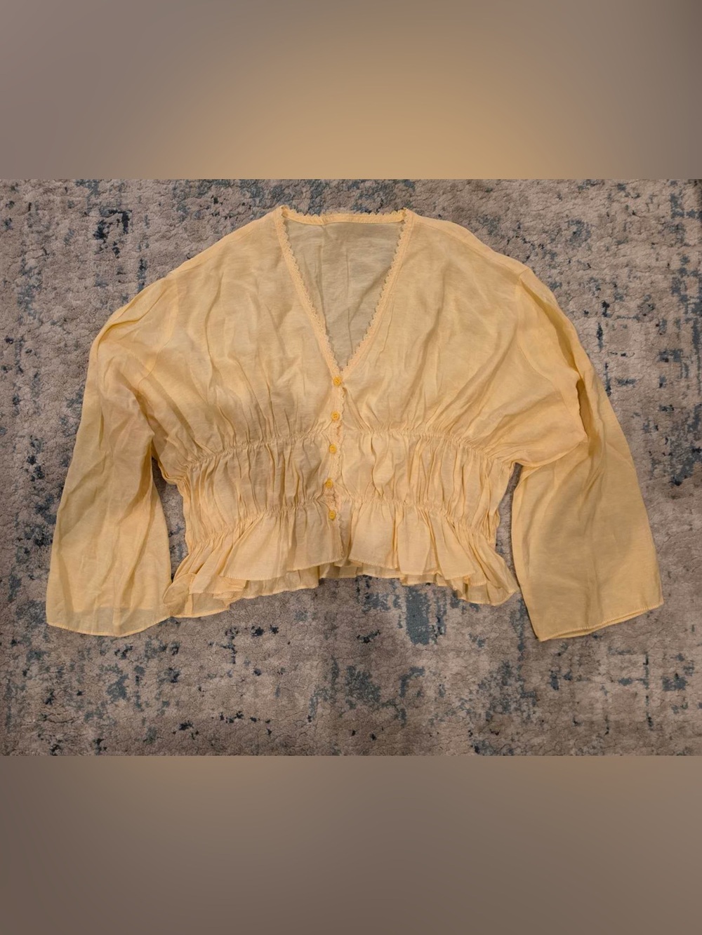 Yellow Ruffled Button-Front Women’s Top